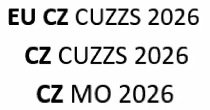 Tři řádky textu: „EU CZ CUZZS 2026“, „CZ CUZZS 2026“ a „CZ MO 2026“